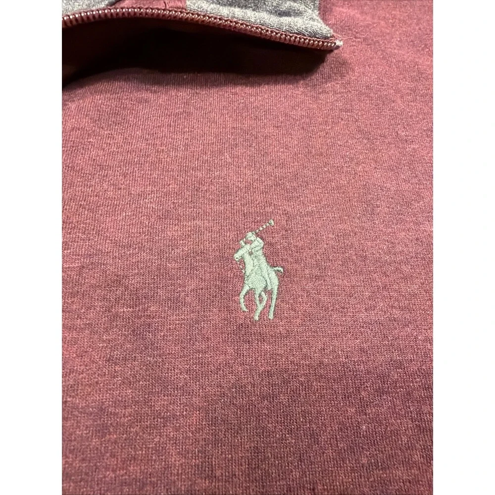 Polo Ralph Lauren Mens Quarter Zip Pullover in Red Heather Size Medium